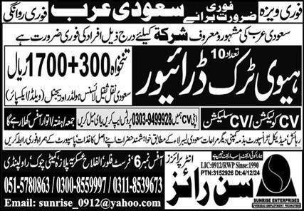 Latest Heavy Truck Driver Jobs In Saudi Arabia