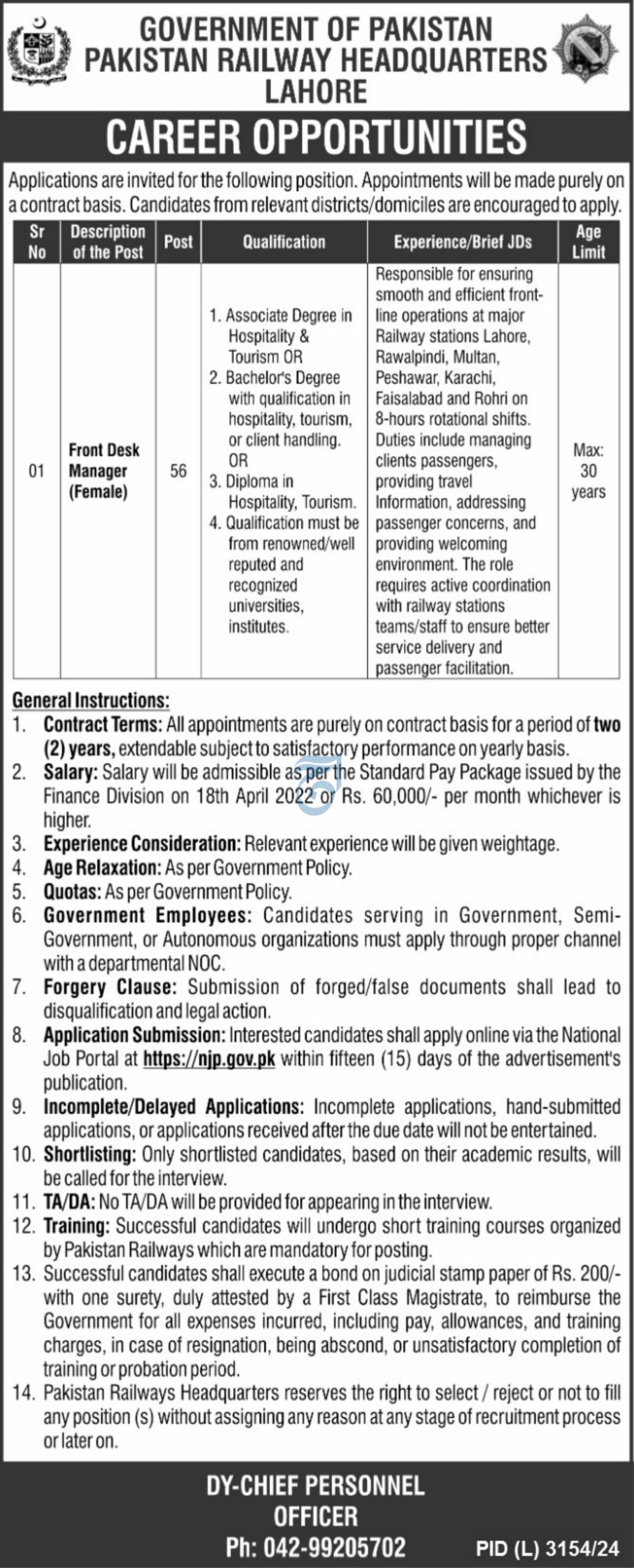 pakistan-railways-headquarter-job-2025-lahore