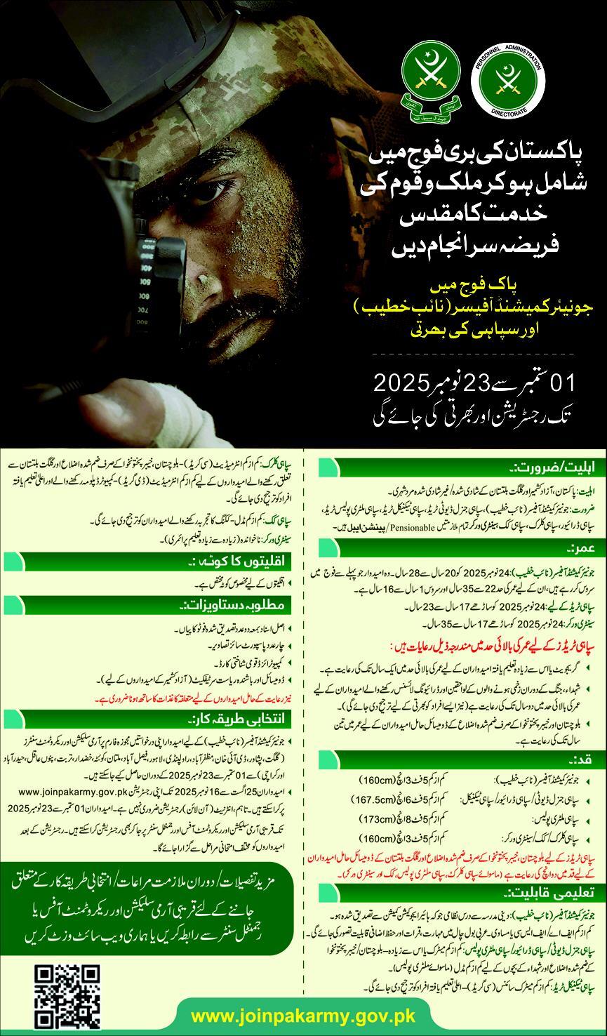 Join the pakistan army as a soldier and junior commissioned officer