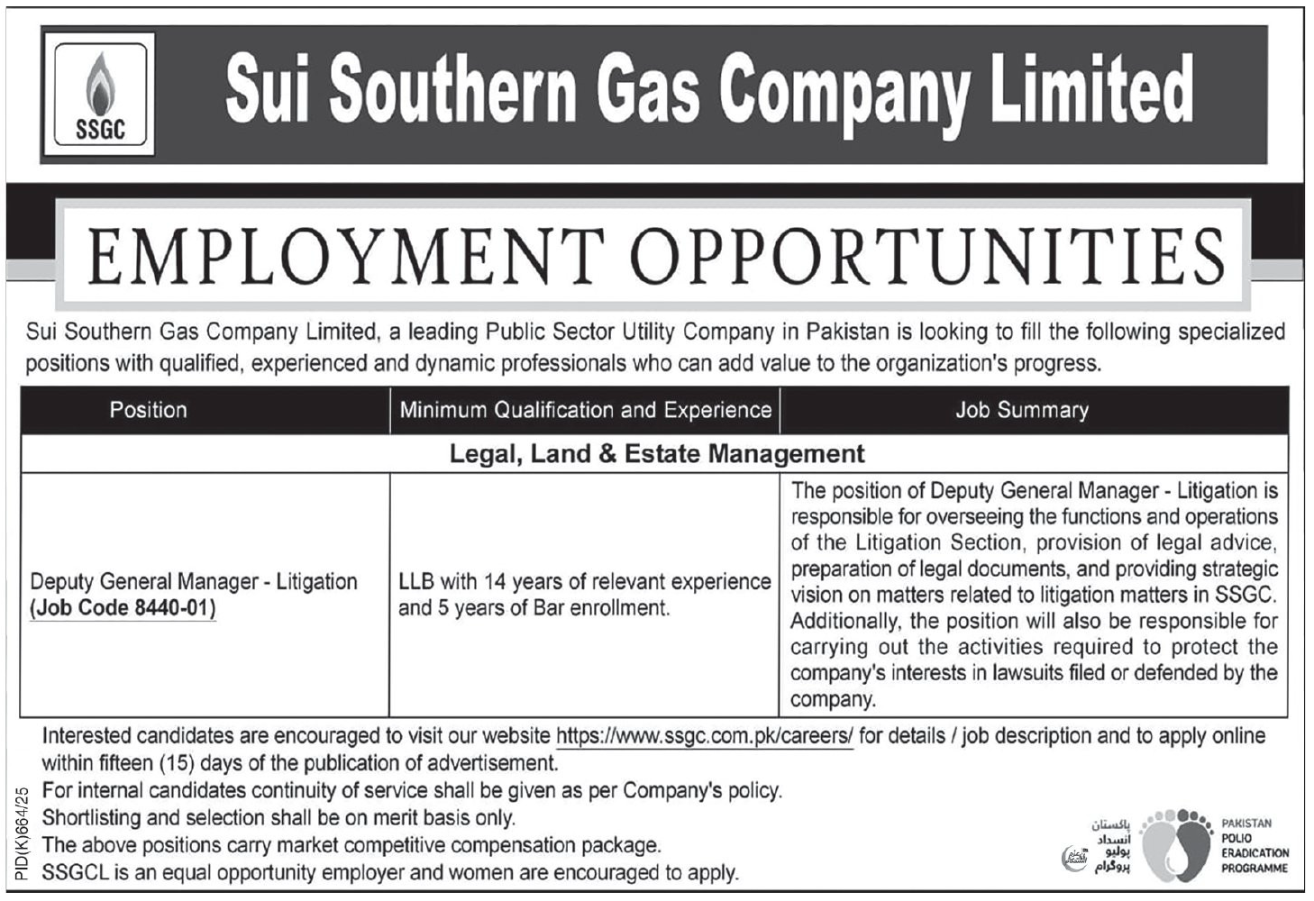 SSGC Jobs 2025 - Sui Southern Gas Company Limited Jobs in Karachi