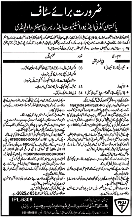 Job Position At Pakistan Kidney And Liver Institute
